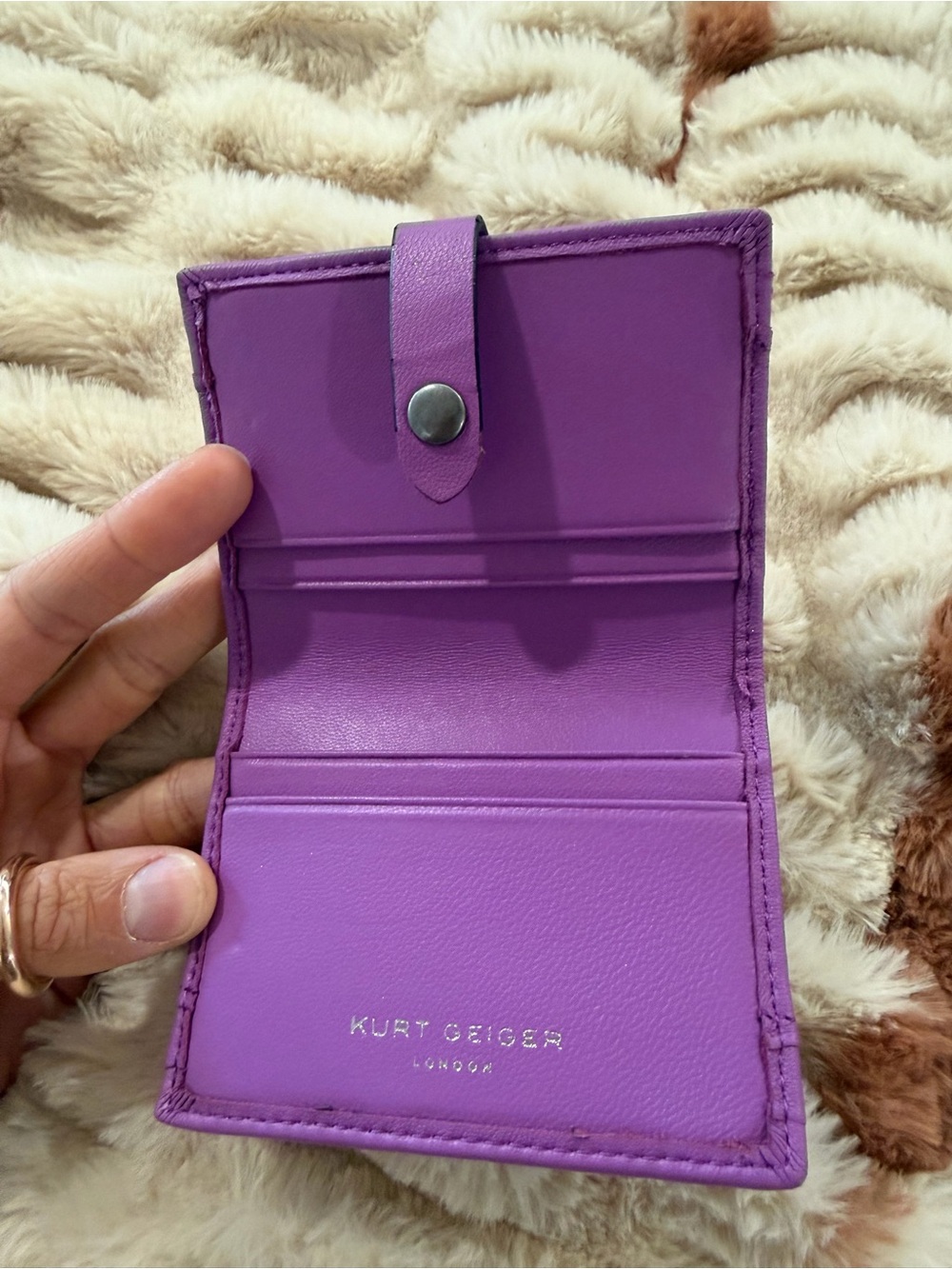 Kurt Geiger Purple Quilted Cardholder Wallet - Picture 3 of 3